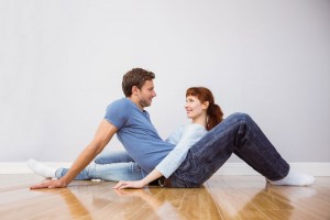 talking couple on floor